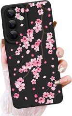 Black Cherry Blossom Floral Case for Samsung Galaxy S26, Soft Shockproof TPU Cov