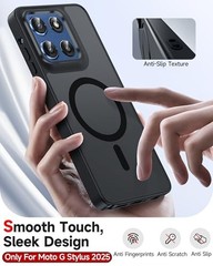 Motorola G Stylus 2025 Case Slim Matte Translucent Raised Camera Guard, Black