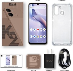 BLU K2 |Unlocked |6.88” HD+ Display Android 15 |US Version Cell Phone R.GD