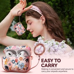Cute Floral AirPods Pro 2 Case Cover with Lock – Hard Shell for 2nd Gen Pro