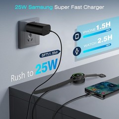 25W Super Fast USB-C Charger for Galaxy S25/24/23, 5FT Cable
