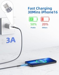 6FT USB-C Charger Cable 3A Fast Charging – 2 Pack for iPhone 17 & Samsung S10