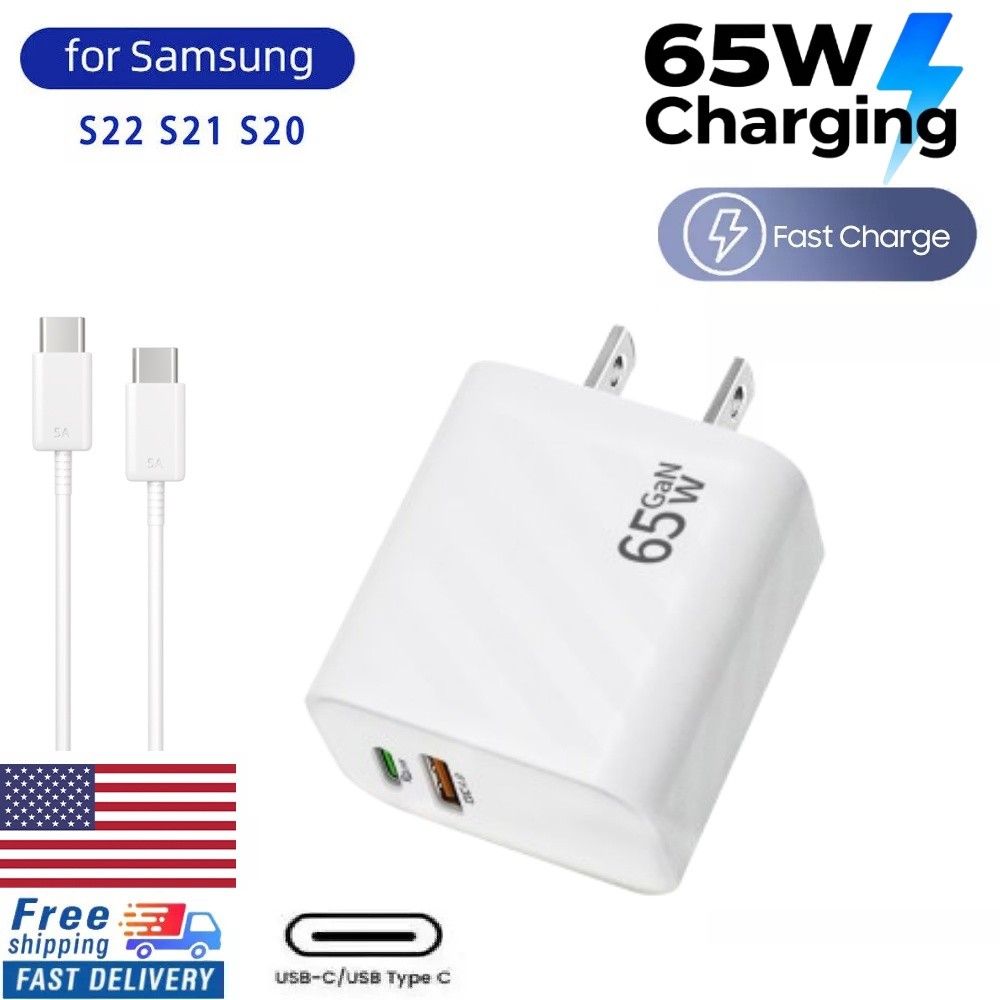 3FT USB-C chargingCable 65W Fast Adapter Duo Wall Charger For Samsung Galaxy S23