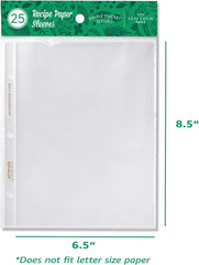Binder Page Protectors for 4×6 Recipe Cards or Photos (25 Count) | Crystal Clear