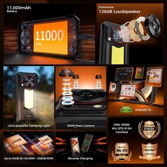 Global OUKITEL WP53 PRO 4G Rugged Phone Android 15 Mobile Waterproof 11000mAh