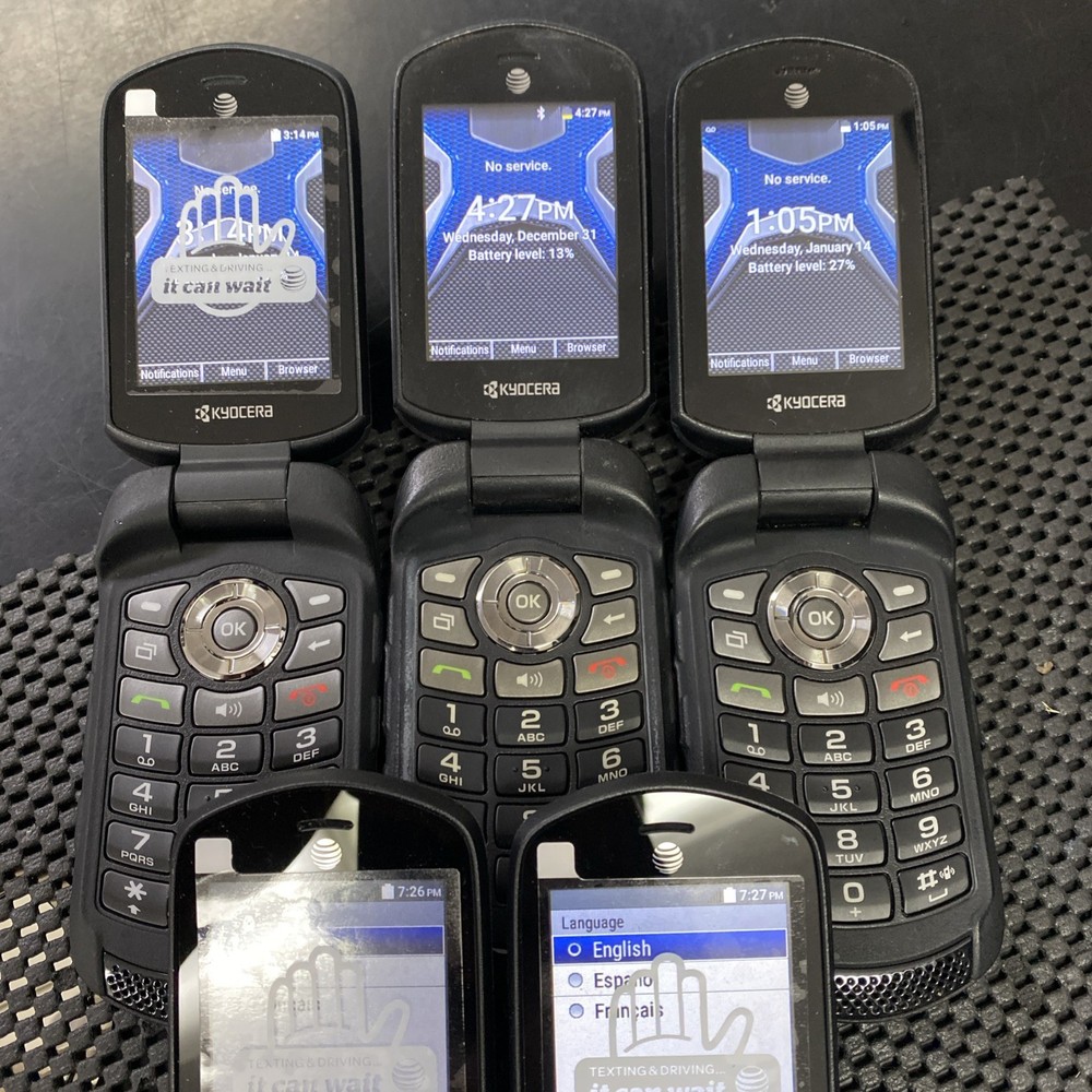 Lot Of 5 – Kyocera DuraXE E4710 8GB Ultra Rugged Flip Phone – Tested – AT&T Only