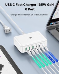 165W USB-C Fast Charger Block for MacBook/iPhone 16 5FT Cord