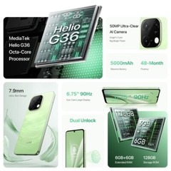 UMIDIGI G9C 6GB+128GB 6.75 » Dual SIM 50MP NFC Android Unlocked Smartphone