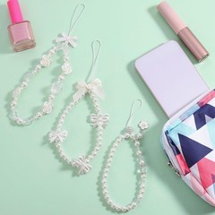 3 PCS Camera Charm Strap, Cute Butterfly Bow Beaded Phone Charm Lanyard Straps
