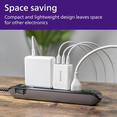 iPhone Charger Fast Charging, 65W USB C Charger, 3-Port GaN Charger Block, White