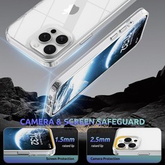 Crystal Clear for iPhone 14 Pro Max case, Anti-Yellowing, Shockproof Slim Clear