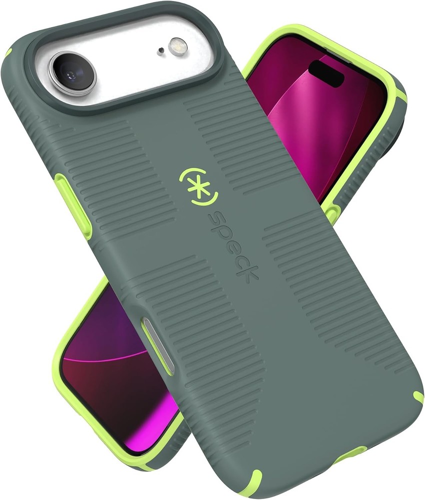 Speck CANDYSHELL Grip +MS Case for iPhone 17 Air – NEO DRAB/Glow Green Slim Prot