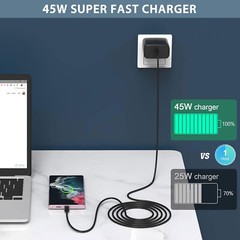 45W Fast Wall Charger Type USB-C Charging Cable For Samsung Galaxy S25 S24 S23