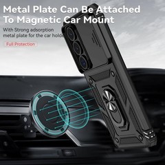 Samsung Galaxy S26 Ultra Case, Rubber Bumper Hard Plastic with Kickstand Ring Bl