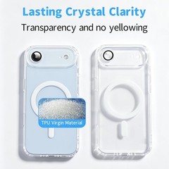 Magnetic case for iPhone Air, Built in Camera Lens Protector,Crystal Transparent