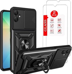 Samsung Galaxy A06-4G Case with [2 Pack] Tempered Glass Screen Protector, Heavy