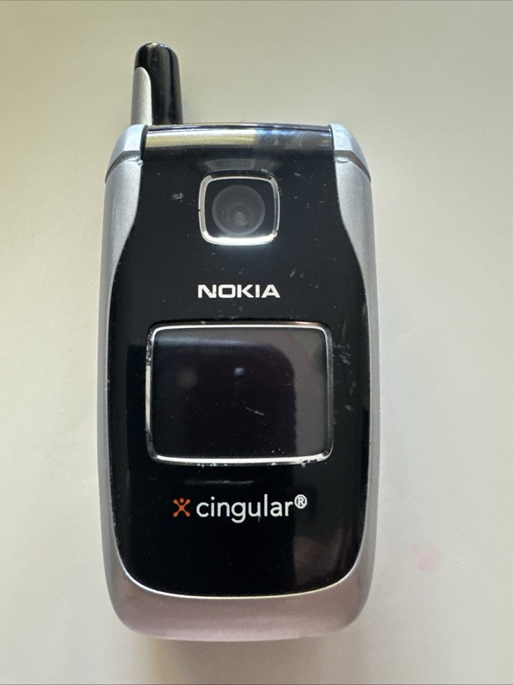 Nokia 6102b – Black and Silver ( Cingular ) Rare Cellular Flip Phone UNTESTED