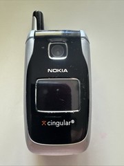 Nokia 6102b – Black and Silver ( Cingular ) Rare Cellular Flip Phone UNTESTED