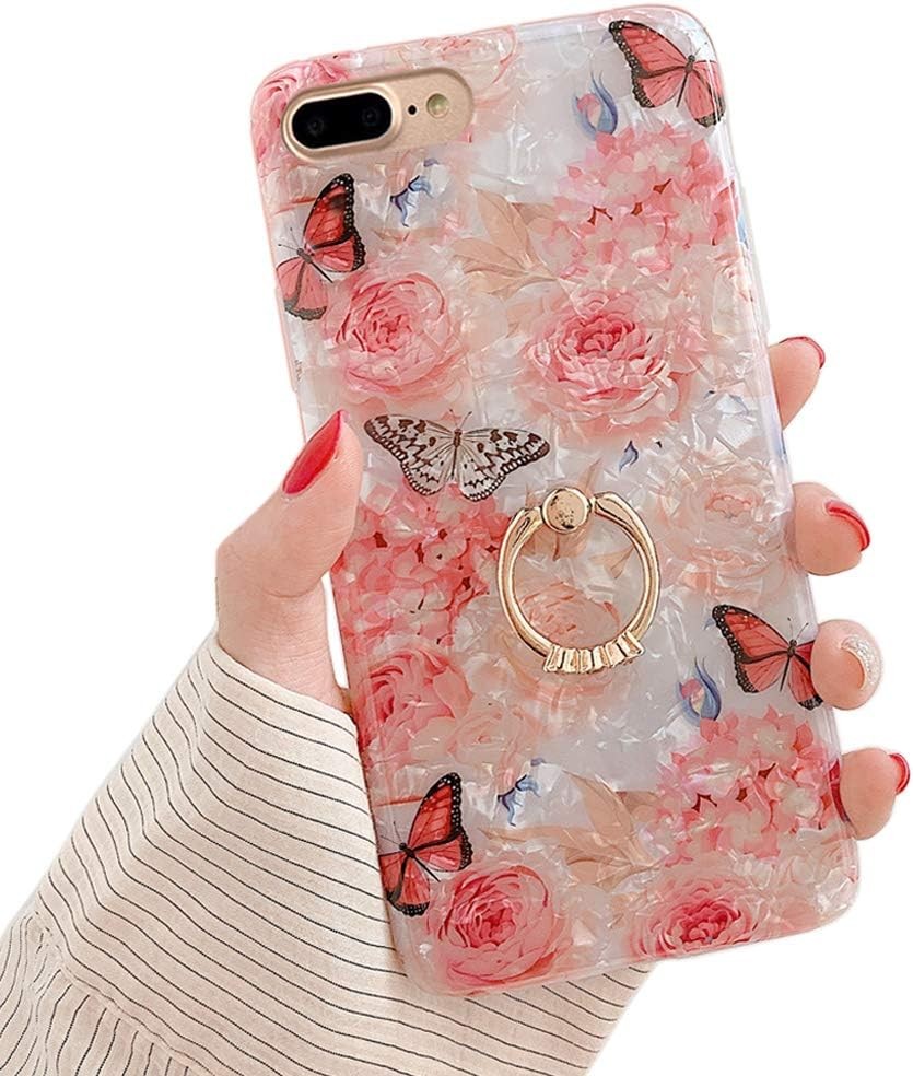 Case for iPhone 8 Plus/ 7 Plus 5.5 inch Flower Cute Design for Women Girls 360 D