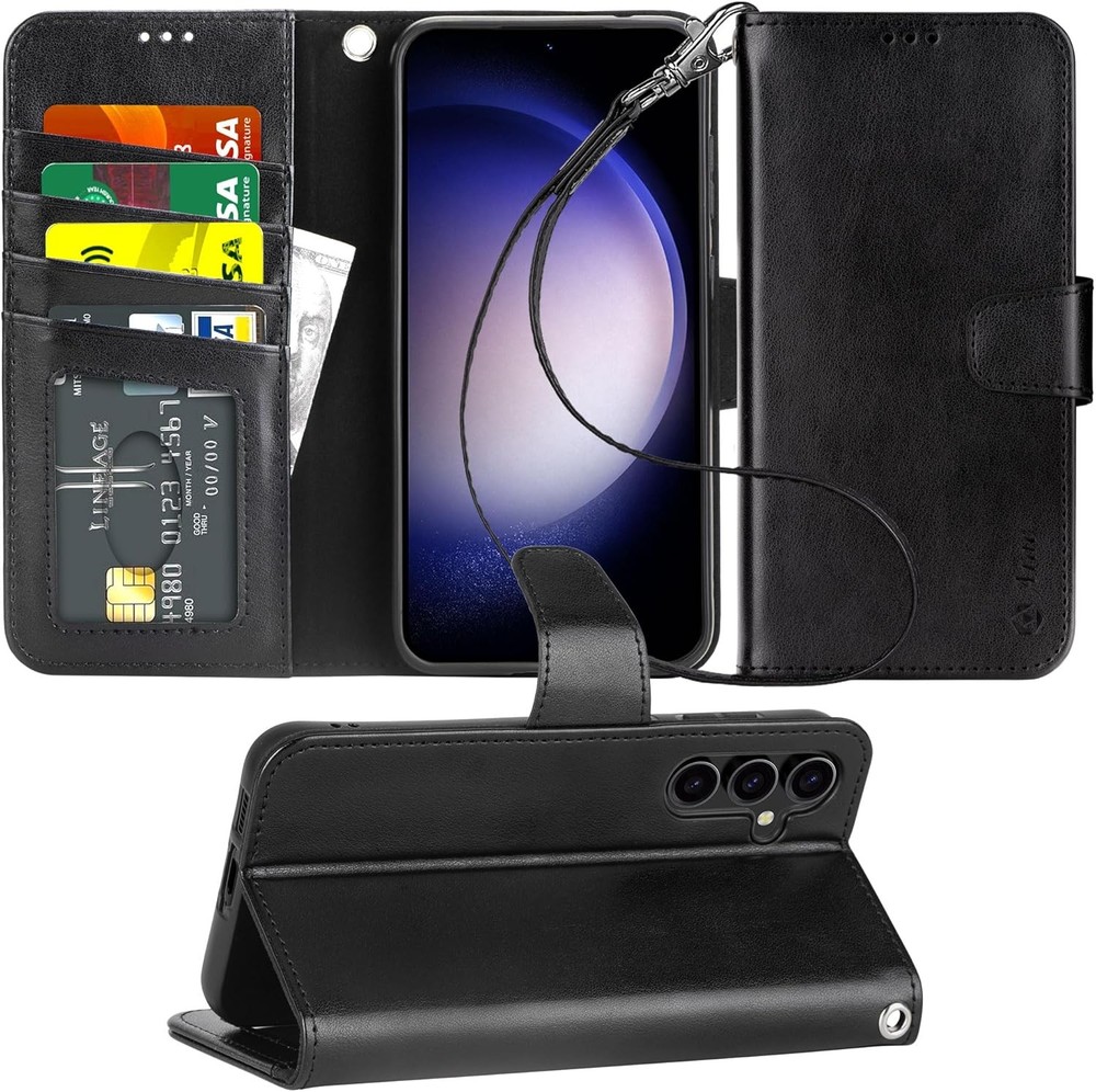 Wallet Case for Samsung Galaxy S23 FE 5G Flip Cover with Card Holder, Black