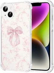 iPhone 13/iPhone 14 6.1 » Light Pink Bow Floral Case, Vintage Vine Flower Patter