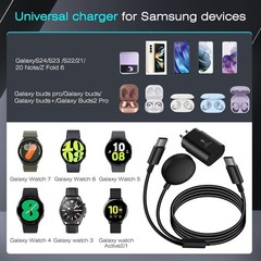 25W Super Fast USB-C Charger for Galaxy S25/24/23, 5FT Cable