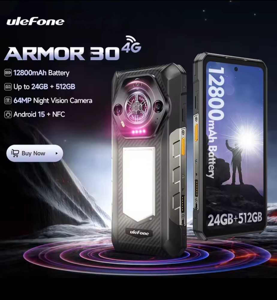 Ulefone Armor 30 Rugged Phone 24G+512G 6.95&Prime; 50MP/64MP Night Vision 12800mAh NFC