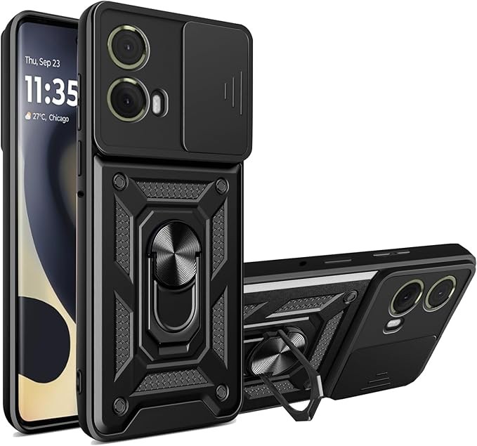 for Motorola Moto Edge (2024) Heavy Duty Protective Armor with Magnetic Kickstan