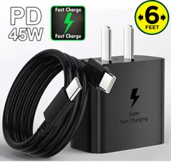 ⚡45w USB-C Super Fast Wall Charger+6ft Cable For Samsung Galaxy S23 S22 S21 S20❗