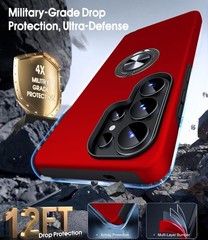 Samsung Galaxy S26 Ultra Case, Dual Layer Heavy Duty Shockproof Cover, Red