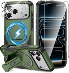 3 in 1 for iPhone 17 Pro Max Case, Invisible Kickstand, HD Screen Protector, Cam