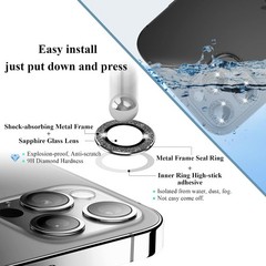2 Pack Bling Camera Lens Protector Tempered Glass for iPhone 14 Pro/Max