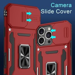 Case for iPhone 16 Pro Max with Slide Camera Cover and Screen Protector, Red