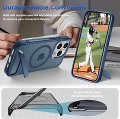 Navy Blue iPhone 15 Pro Case with Lanyard Wrist Strap and Screen Protector Inclu