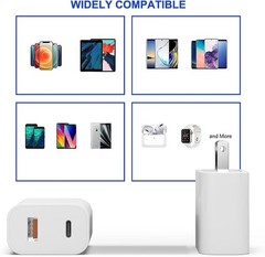 4 Pack USB C Charger Block, 20W USB-C & USB-A Port Charger for iPhone 17/16/15/1