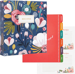 8.5&Prime; X 9.5&Prime; 3 Ring Recipe Binder with 50 Matching 4X6 Inch Recipe Cards, 25 Top