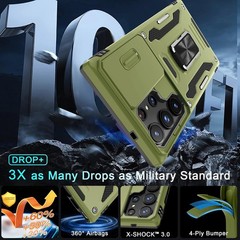 Military Grade Shockproof Olive Green Case for Samsung Galaxy S25 Ultra with Kic