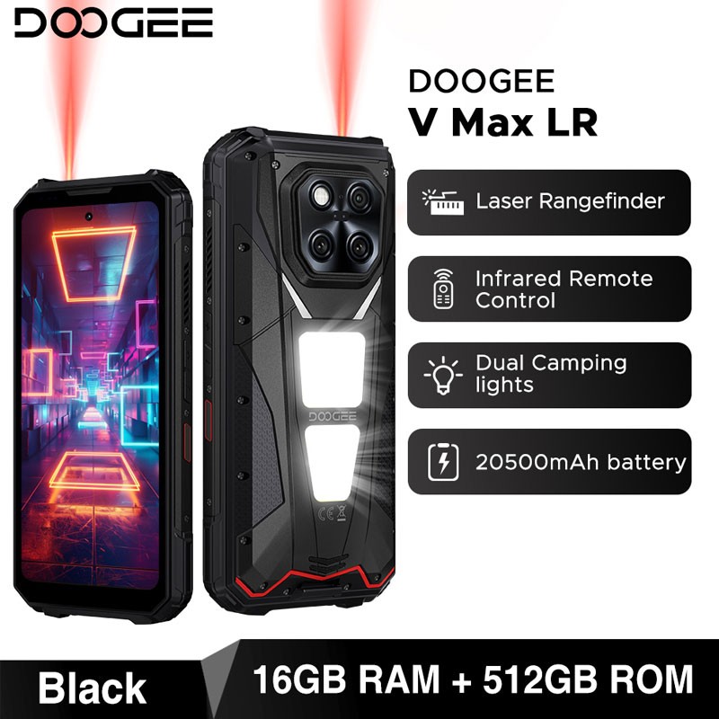 DOOGEE V Max LR 5G Rugged Phone Android 15 AI Mobile Builder Measurement Outdoor