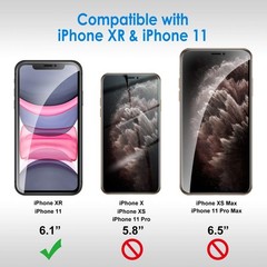 2PCS Privacy Screen Protector & Tempered Glass Film for iPhone 11 & XR 6.1 Inch