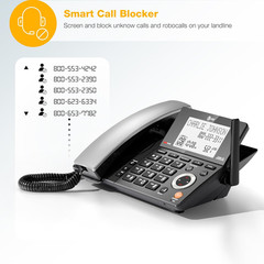 CL84218 DECT 6.0 Corded/Cordless Phone System with Smart Call Blocker, Answering