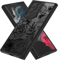 Cute Flowers Case for Samsung Galaxy S22 Ultra, Girly Rose Aesthetic Floral Prin