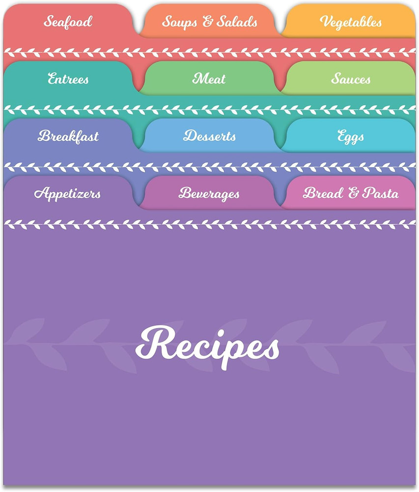 Recipe Card Dividers – 24 Tabs per Set, Works with 4×6 Inch Cards, Helps Organiz