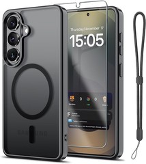 Magnetic Samsung Galaxy A57 5G Case with Screen Protector, Wrist Strap, Black
