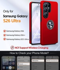 Samsung Galaxy S26 Ultra Case, Dual Layer Heavy Duty Shockproof Cover, Red