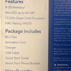 Walmart Family Mobile Blu Flex 64 GB – Black New Pre Paid