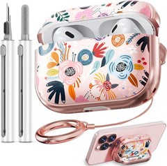 Cute Floral AirPods Pro 2 Case Cover with Lock – Hard Shell for 2nd Gen Pro