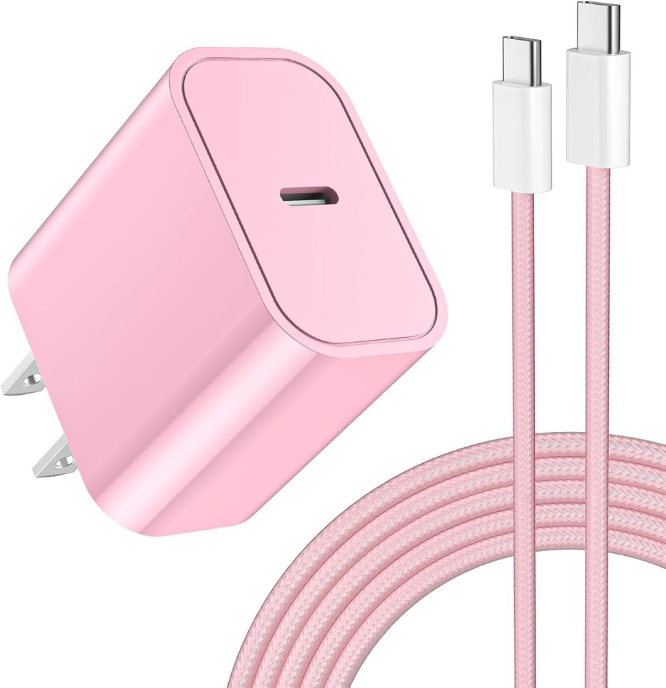 25W USB-C Fast Charger Wall Adapter for iPhone 17 16 15 Plus, 6FT Cable