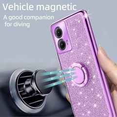 Glitter Purple Soft Clear TPU Phone Case for Moto Edge 5G 2024, Women & Girls