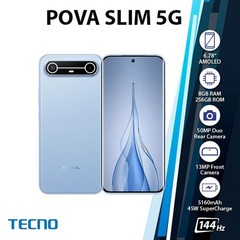 NEW TECNO Pova Slim Android Cell Phone (8GB+256GB/BLUE/Octa Core/Unlocked)