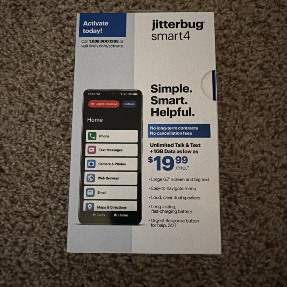 New Sealed Lively Jitterbug Smart 4 Smartphone 32gb Seniors